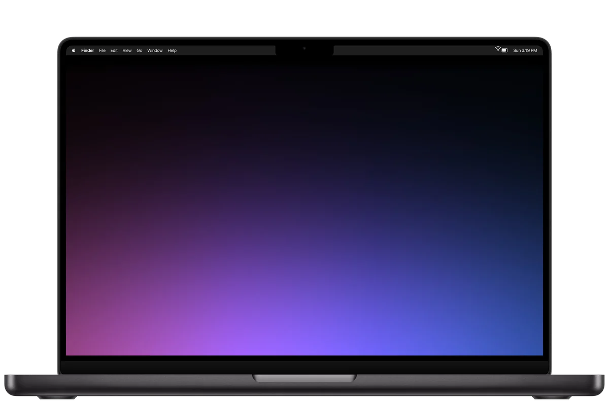 The Midnight wallpaper on a MacBook Pro, its notch hidden in the black at the top